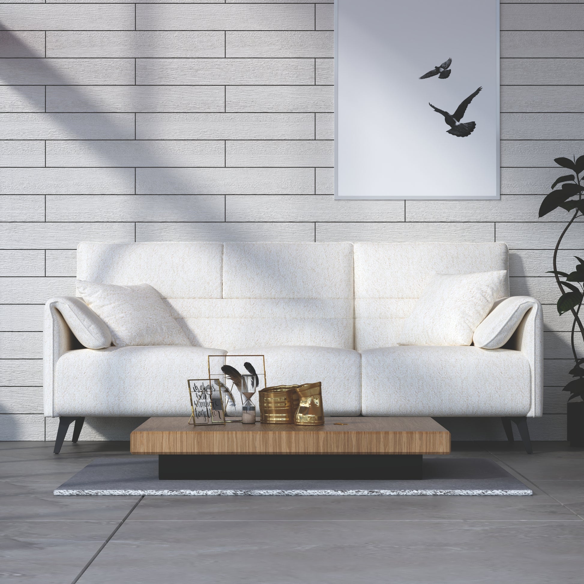 Lisbon Boat  White Fabric Sofa