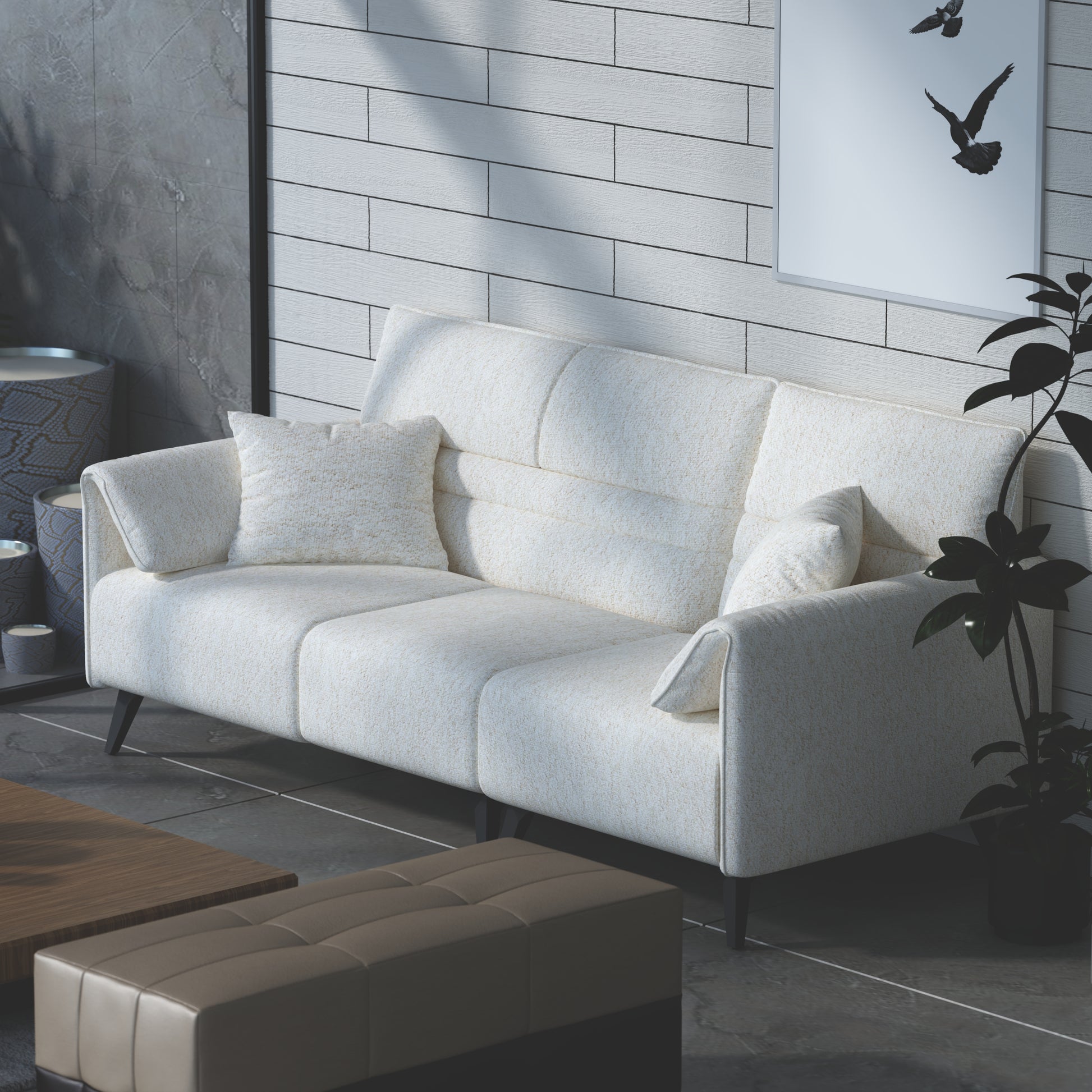 Lisbon Boat  White Fabric Sofa